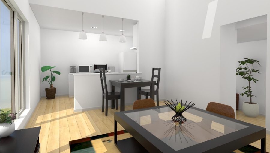 空間を立体的に使える半地下と中2階