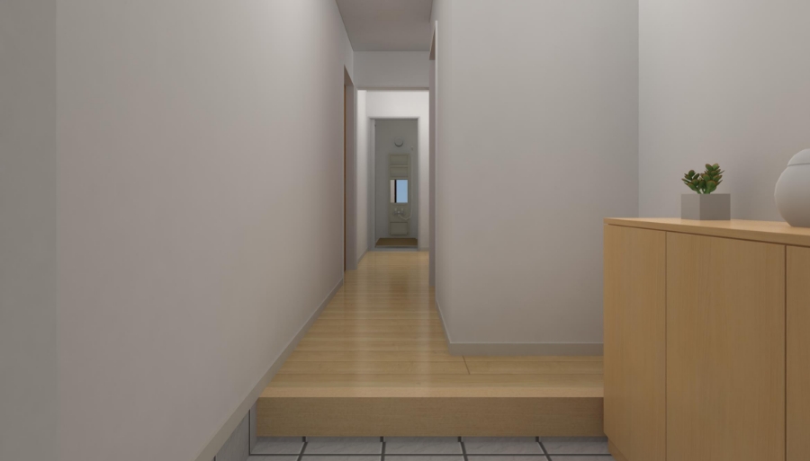 リビングを中心に家族がつながる平家