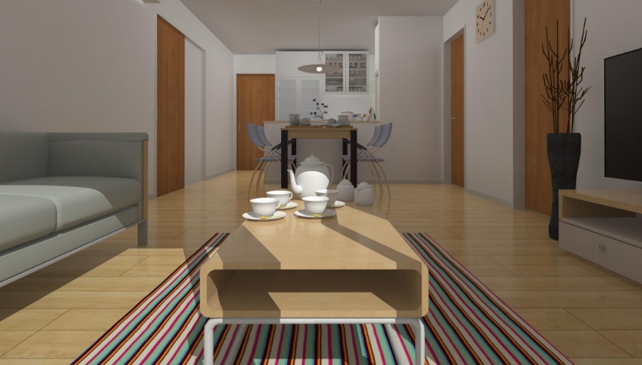 リビングを中心に家族がつながる平家