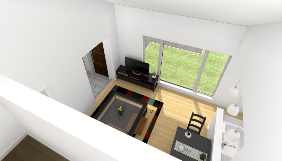 空間を立体的に使える半地下と中2階